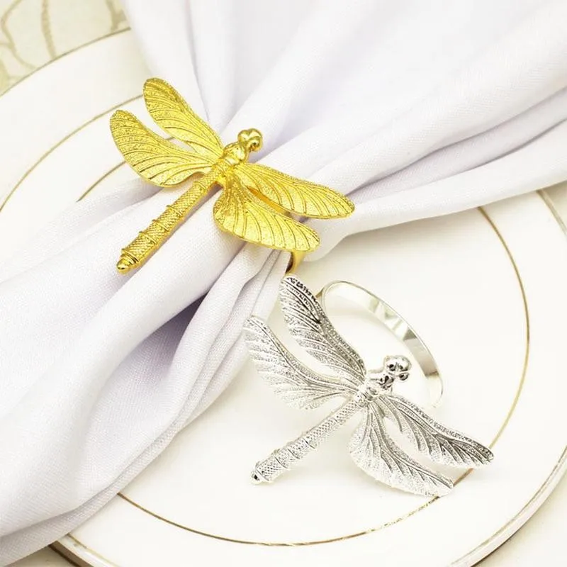 Dragonfly Napkin Ring Diy Hotel Wedding Banquet Table Display Metal Napkin Buckle Home Decoration Drip Buckle Paper Towels 1pc  - buy with discount