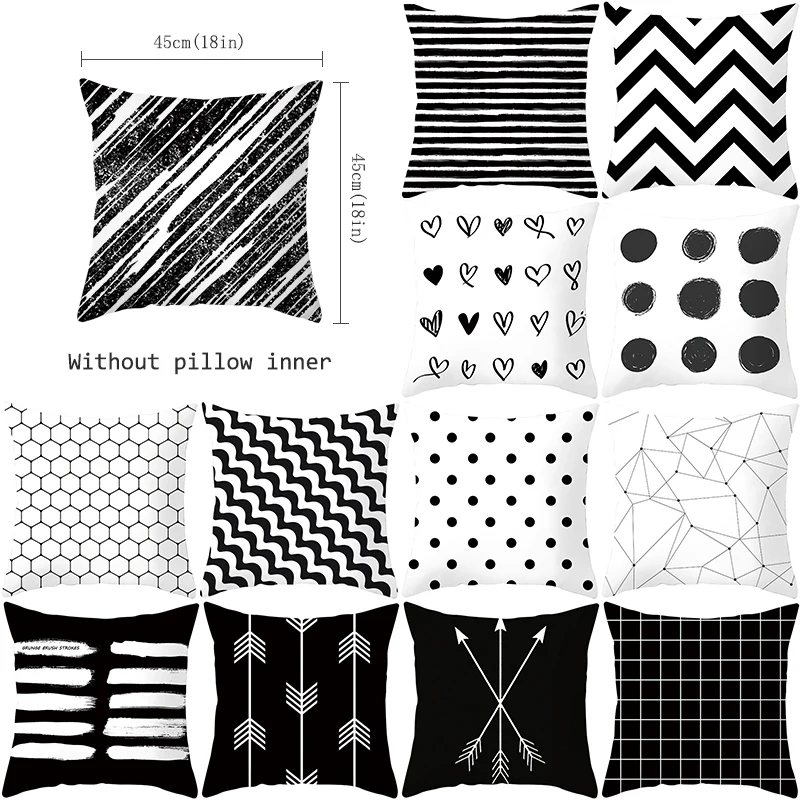 

Geometric Decorative Pillowcases Black and White square cushion pillow covers Geometric Throw Cover Pillow Case Cushion For Home