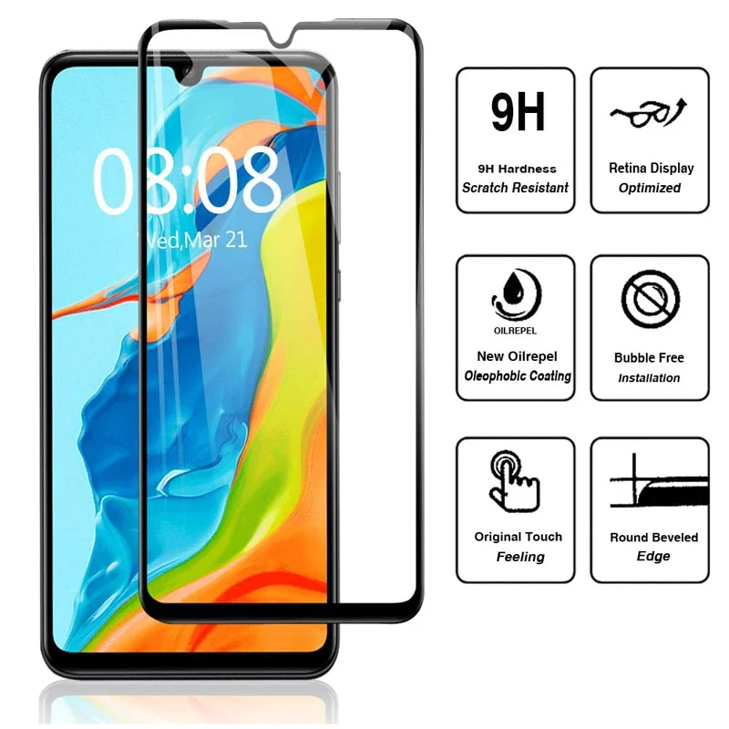

9H полное покрытие закаленное стекло пленка для Huawei P40 P30 Lite Honor 10i 10 Lite 20 Pro 8A 8S 8X 9X Φ L29 защита для экрана