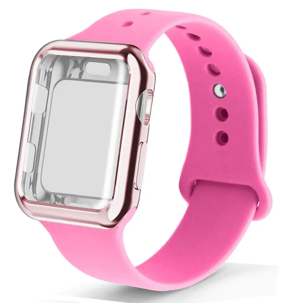 Чехол+ ремешок для часов apple watch 5 ремешок 44 мм correa apple watch 42 мм 38 мм 40 мм iwatch 4 3 2 Силиконовый браслет pulseira