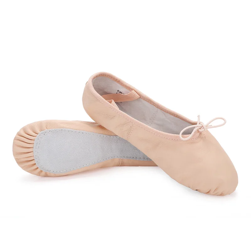 Full Sole Shoes Профессиональные женские балетные тапочки из натуральной кожи; мягкая обувь для занятий йогой, фитнесом, гимнастикой; обувь для девочек; светильник розового цвета - Цвет: Full Sole Shoes