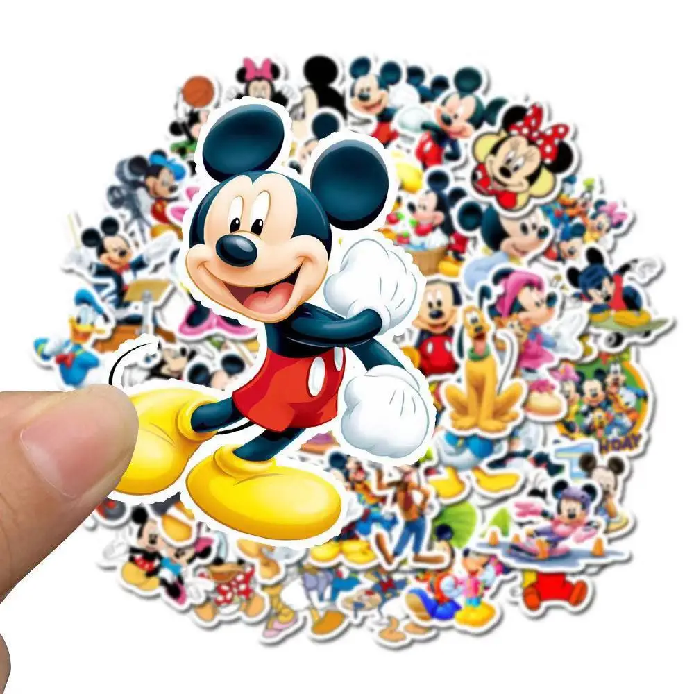 Protector solar impermeable con dibujos animados de Mickey para ni&ntilde;os, pegatina para coche, equipaje, guitarra, cuaderno, carrito, regalo, 10/50 Uds.-4
