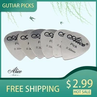 6pcs metal guitar pick 0 3mm thin durable silver color professional bass ukelele guitar picks free shipping