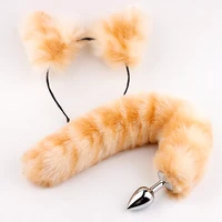 1set of sexy butt plugs real fox tail cos cute cat ears butt plug anal sex tail adult products anal sex toys for women sexy