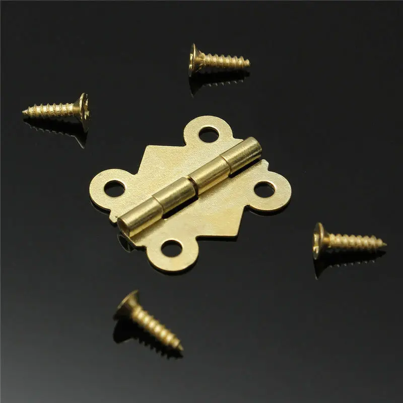 

Golden dish hinge 17x20mm 20 pcs/pack 1 pack (with 40 screws) suitable for cabinet drawer jewelry box hinge furniture hardware