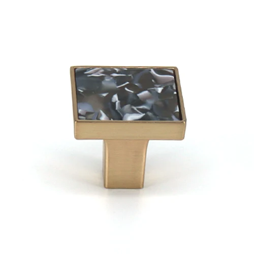 Square 25mm 1х круглые квадратные латунные ручки для кухонного шкафа, комод, шкаф, ручки для выдвижных ящиков, мебельные ручки Фурнитура, тянет одно отверстие - Цвет: Square 25mm