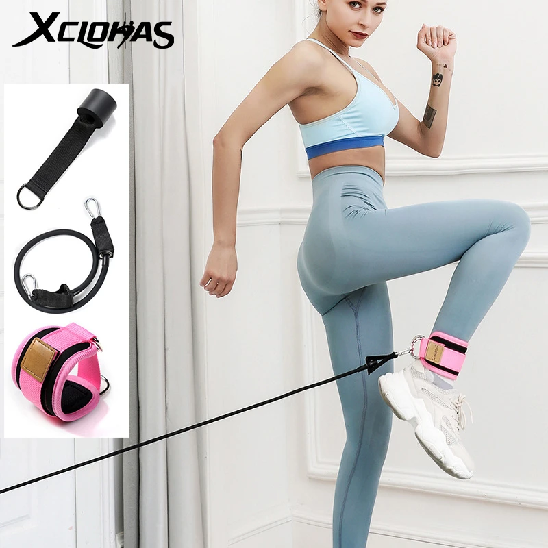

XC LOHAS 3Pcs D-ring Ankle Strap Set Legs Hips Elastic Pull Rope Resistance Bands Set Yoga Pilates Fitness Equipment Home Gym