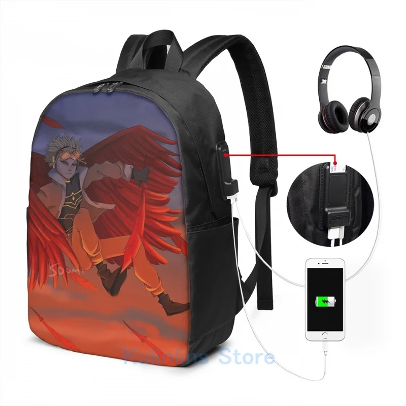 Забавный рюкзак с графическим принтом Hawks USB-зарядкой мужские школьные сумки