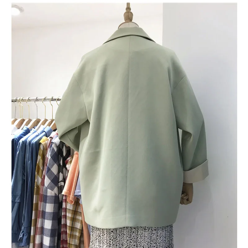 Пиджак женский однотонный с длинным рукавом свободный Повседневный топ