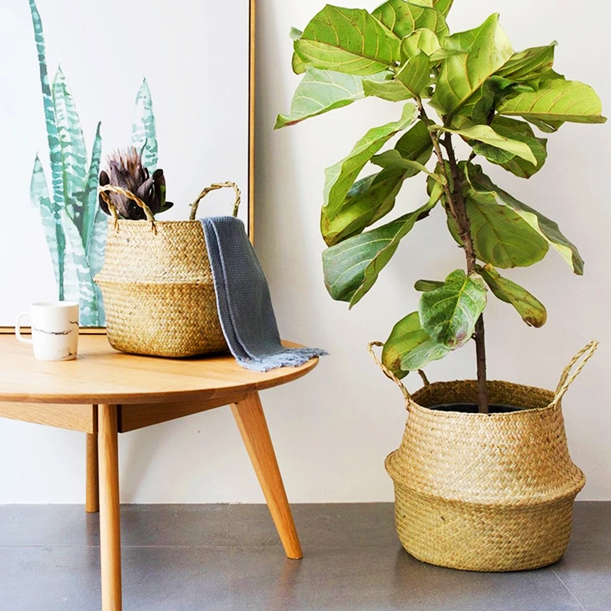 Складная плетеная корзина из натуральных водорослей цветочный горшок цветочное