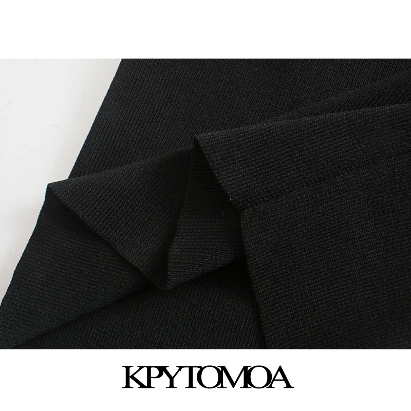 

KPYTOMOA Women 2020 Fashion Patchwork Organza Cropped Knitted Blouses Vintage See Through Sleeve Stretch Female Shirts Chic Tops