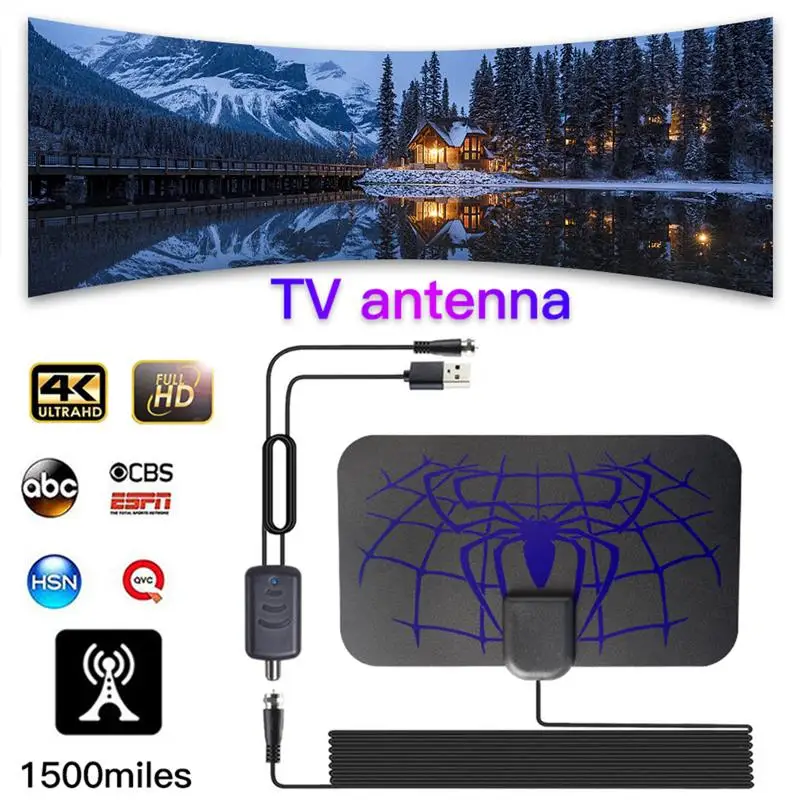 

4K 1080p Digital HDTV Aerial Indoor Amplified TV Antenna Smart Switch Amplifier Signal Booster Support TV Stick All Old TVs
