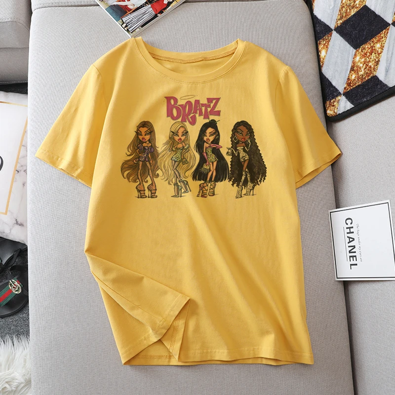 

New summer Bratz Letter t shirt women casual white tops fashion t-shirt short sleeve Printed graphic tee women clothing poleras
