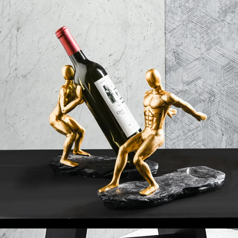 

Creative Home Wine Cabinet Red Wine Rack Light Luxury Living Room Model Room Decorative Props Book File Little Golden Man Rack