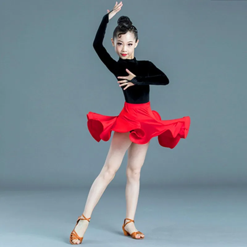 Leopard Print Girls Latin Dance Fringe Dress Kids Ballroom Competition Evening Party Stage Performance Clothing Top+skirt Set |