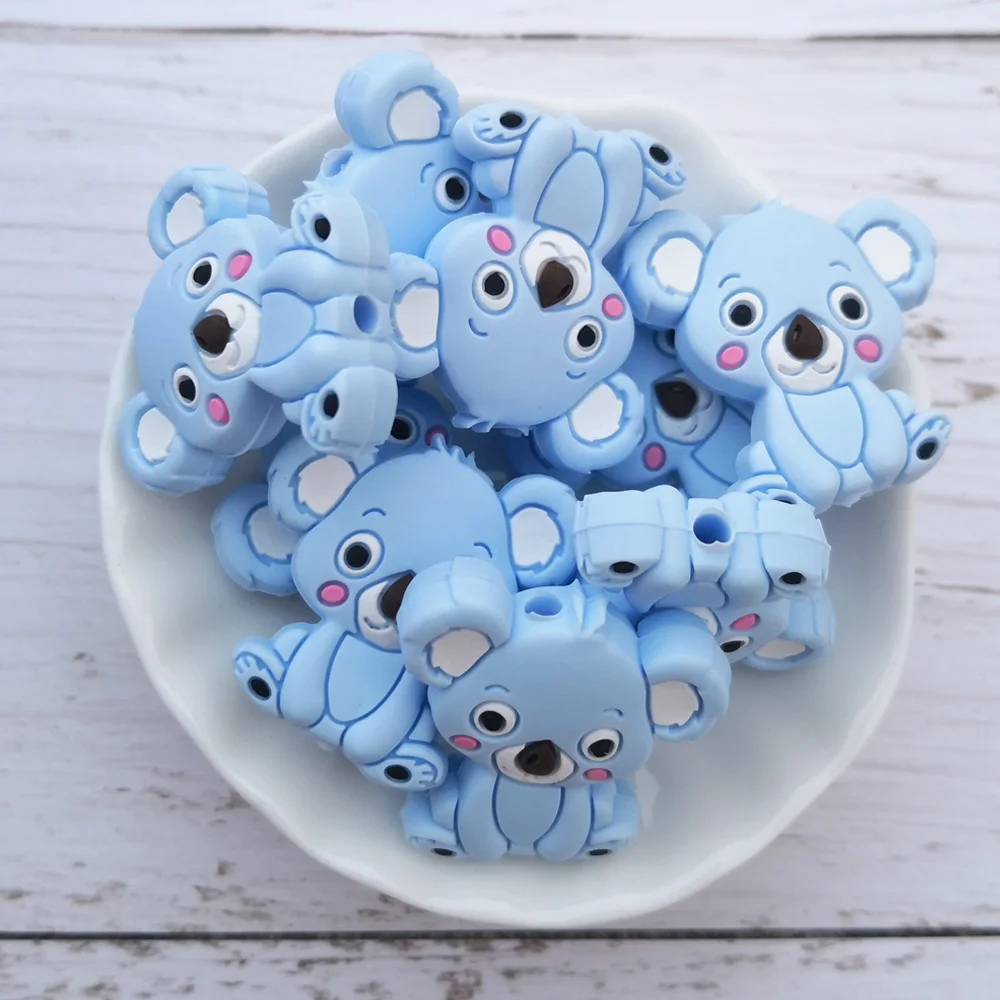 LOFCA 50 шт. силиконовые бусины Koala пищевой BPA-Free силиконовые бусины для изготовления детских прорезывателей пустышки цепи детский Прорезыватель игрушка