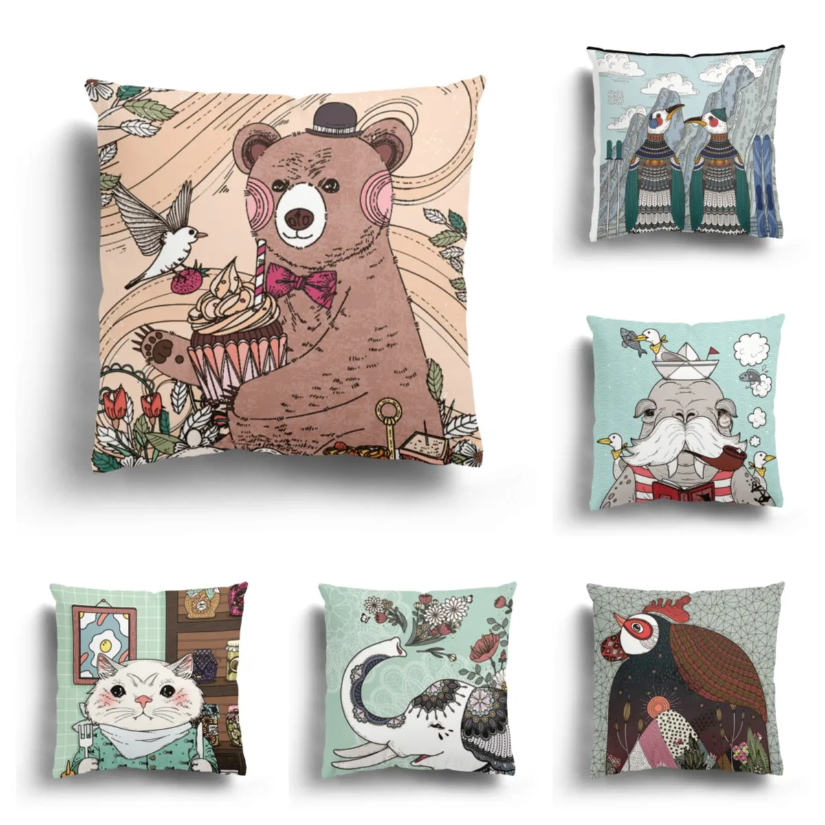 

Cartoon plush pillowcase home decoration sofa cushion cover pillowcase personalized animal pattern pillowcase can be customized