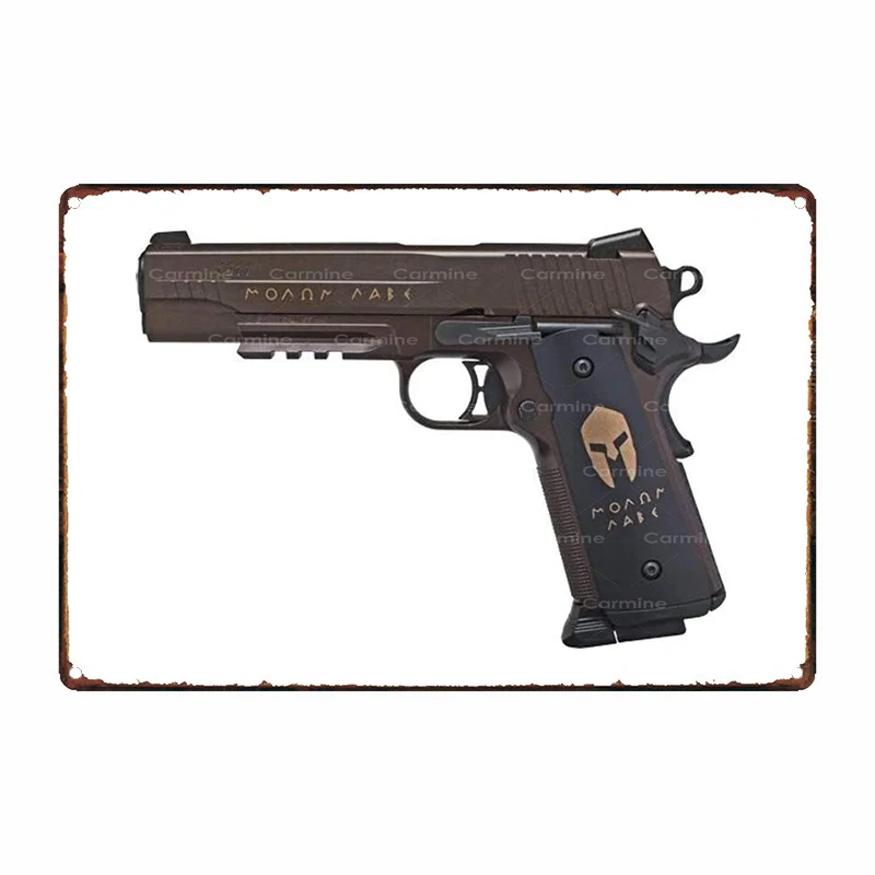

Sig Sauer 1911 Spartan Air Pistol Metal Tin Sign Plaque Metal Plate Metal Decor Home Decor Wall Decor for Man Cave Wall Plaque