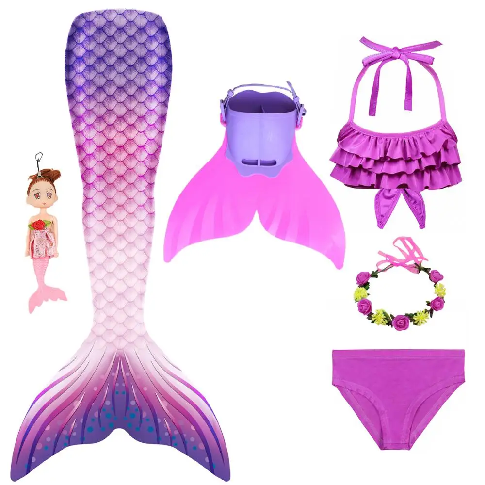 Женский Детский костюм Русалочки купальный костюм-бикини хвост русалки для