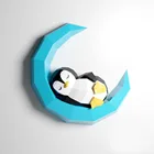 3d-модель из бумаги Пингвин на Луне, скульптура в виде животного, пингвин, бумажные изделия, рукоделие сделай сам для детей, гостиной, настенное украшение, домашний декор