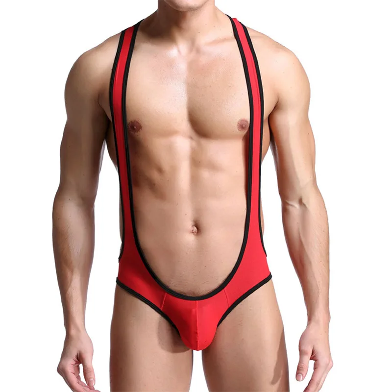 Men Sexy Bodysuits Jock Strap Lingerie Mesh Undershirts Breathable Wrestling Singlet Erotic Open Butt Gay Jumpsuits Underwear |