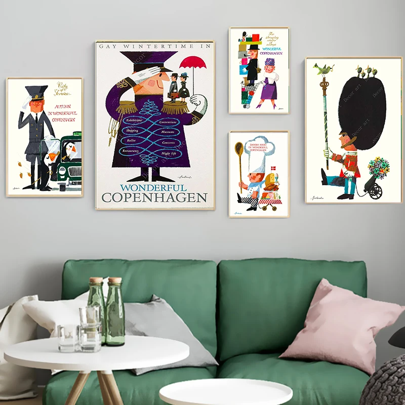 Добро пожаловать в Данию холщовые картины винтажные дорожные настенные крафт