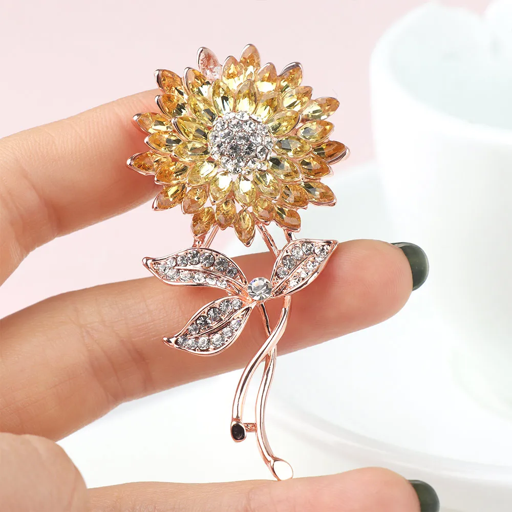 Нежные Броши с подсолнухом эмаль растение корсаж для женщин девушки платье