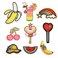 rainbow fruit banana watermelon patches sewing embroidered applique for jacket clothes stickers badge diy apparel accessories