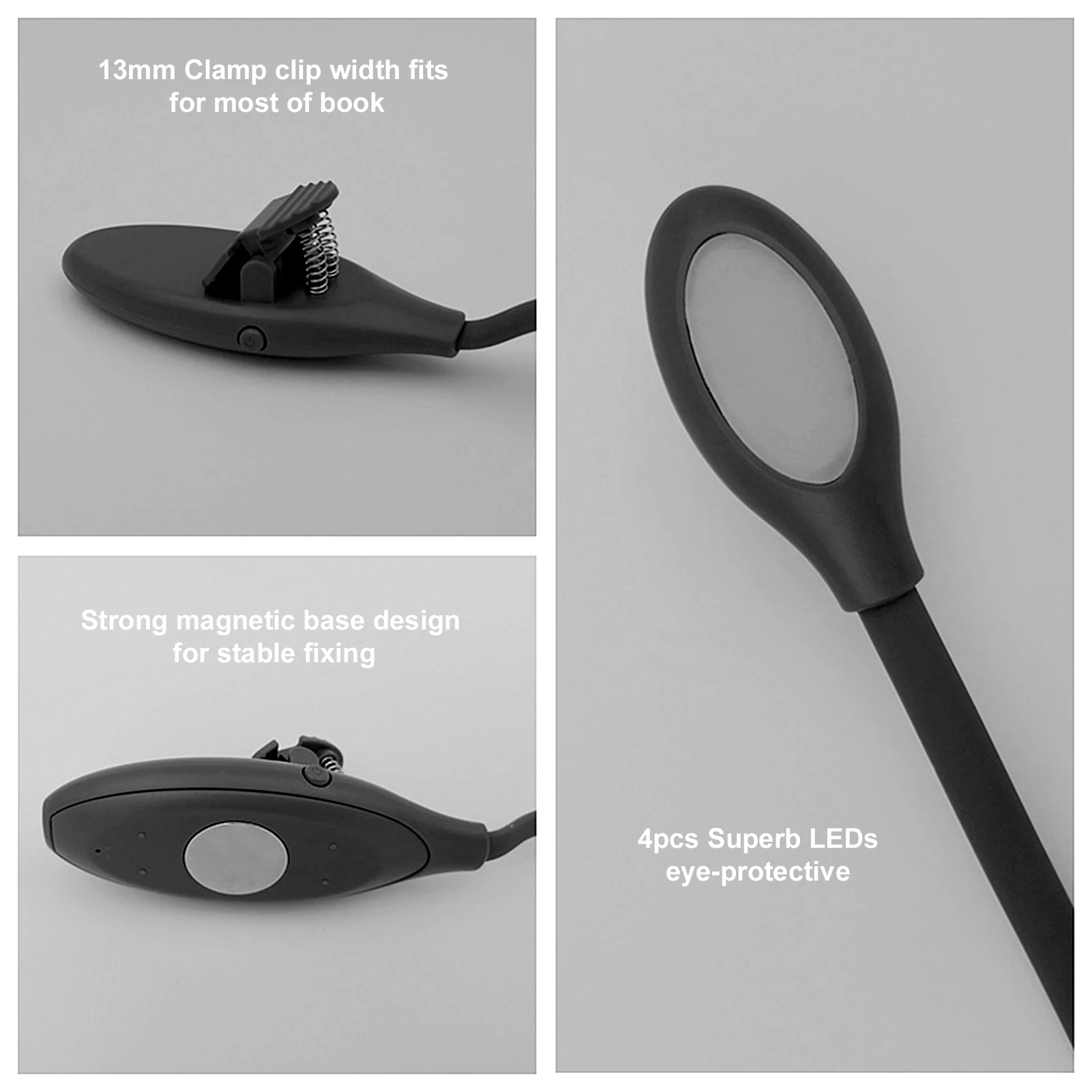 

LEDs Reading Light Book Clamp Clip Lamp USB Operated 3 Colors Stepless Dimming Memory Function Mangetic for Home Office Knittig