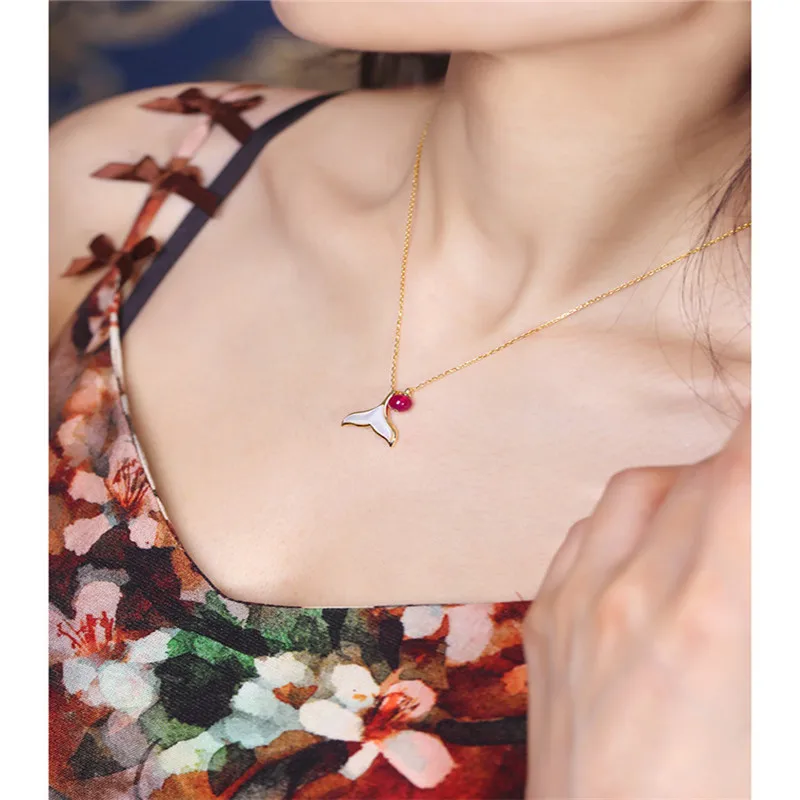 Подвеска DAIMI с рубином женская ожерелье сокровищами из серебра пробы хороший