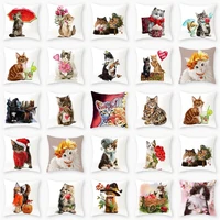 18 cute cat theme peachskin pillow case bedroom guestroom seat car sofa soft cushion cover home decorative pillowcase