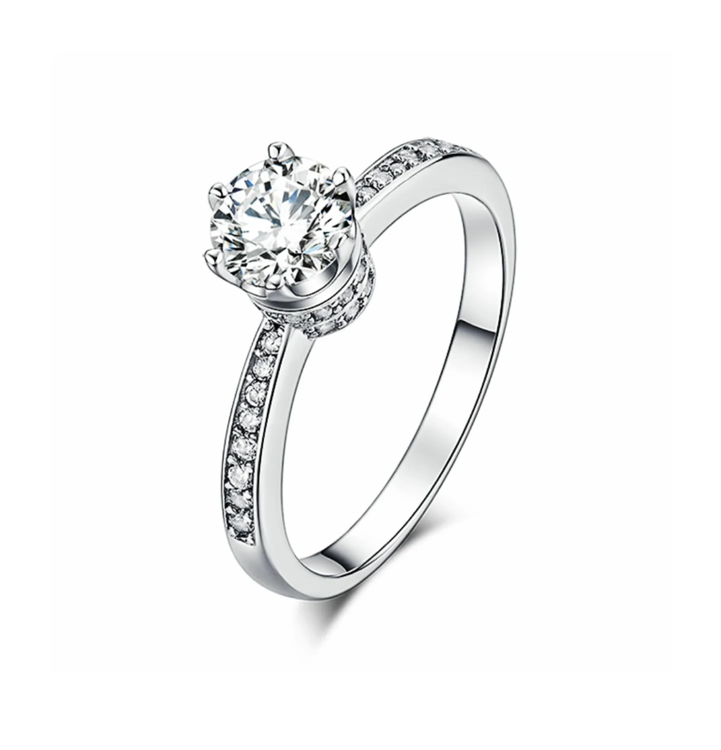 Real Solid 925 Sterling Silver Crown Rings for Women Luxury 1.2ct Diamond Wedding Engagement Ring finger Jewelry wholesale | Украшения и