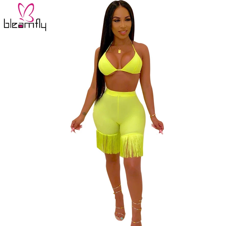 2019 женский летний укороченный топ на бретельках без спинки с кисточками длина до