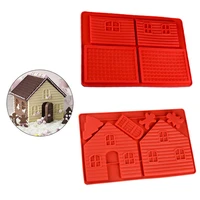 DAISUHOOM 1Pcs DIY Christmas Gingerbread House Silicone Cake Baking Mold for Chocolate Biscuit Dessert Bakeware Decorating Tools