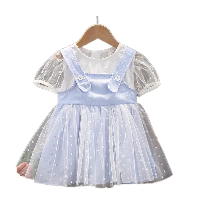 

Summer Dress Lovely Princess Polka Dot Short Sleeve Newborn Dress Korean Toddler Gauze Patchwork Cotton Casual Baby Girl Dresses