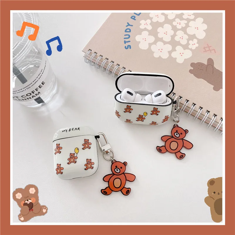 

Cute Korea Bear Cartoon For AirPods 2 Case airpod Pro 3 case keyring case For Airpods case clear silicone Earphone Cover