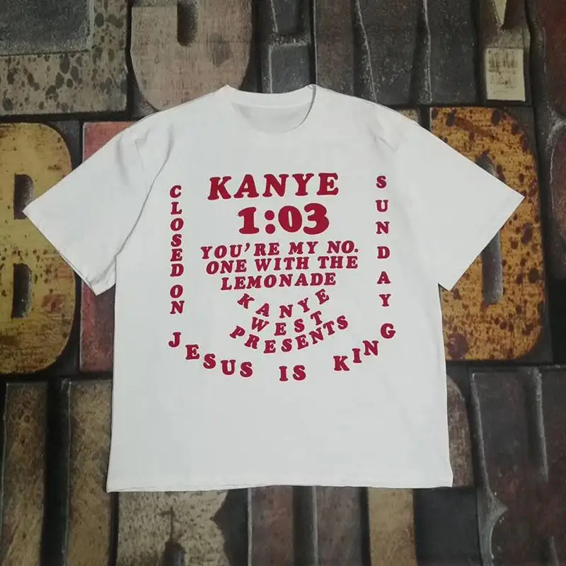 

Red Letters 3D Digital Printing Kanye West Jesus Is King T-shirts High Quality Hip Hop White Jesus Is King T shirt Top Tees