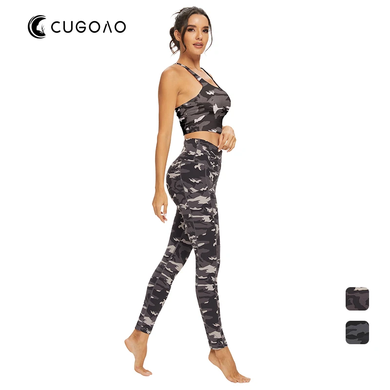 

CUGOAO Women Fashion Fitness Yoga Tight Pants Female Sports High Waist Soft Push Up Tight Camouflage Pants Sportswear