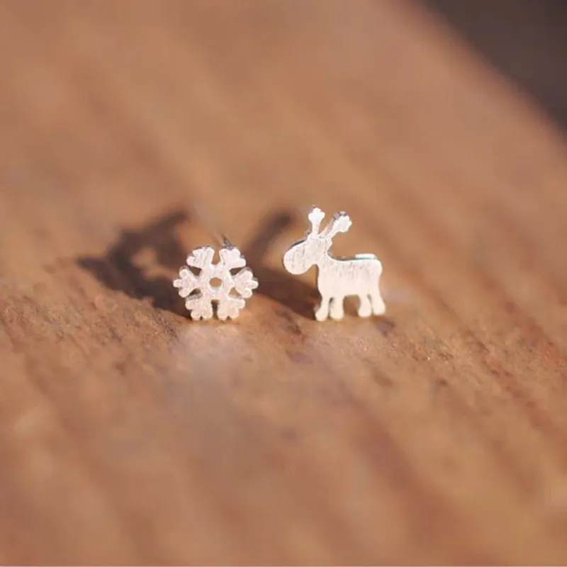 Модные серьги из стерлингового серебра 925 пробы рождественские в виде лося и