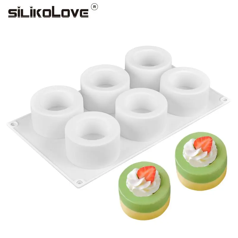 Silicolove 6 отверстий 3D Круглый мусс форма маленький торт десерт пудинг чашка для