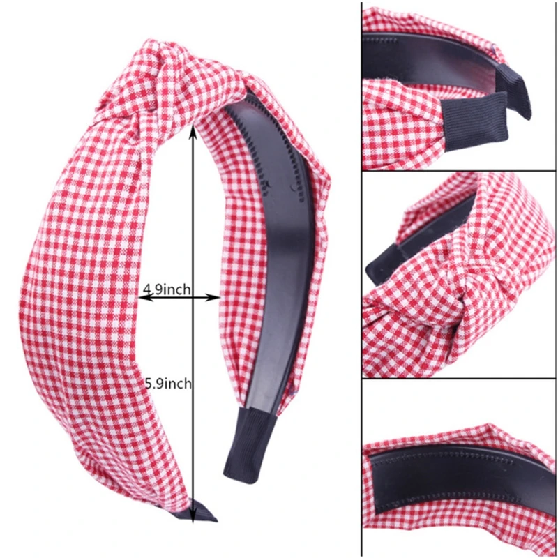 

Fashion Knotted Plaid Headbands for Women Girls Wide Lattice Turban Headband Fashion Cross Knot Hair Bands Hair Accessories