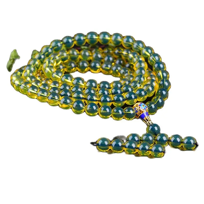 

Браслет из агата и голубого янтаря, 108 натуральный янтарь из воска