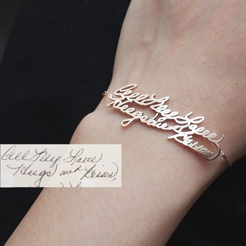 Персонализированный двухслойный фирменный браслет с именем почерк табличка для