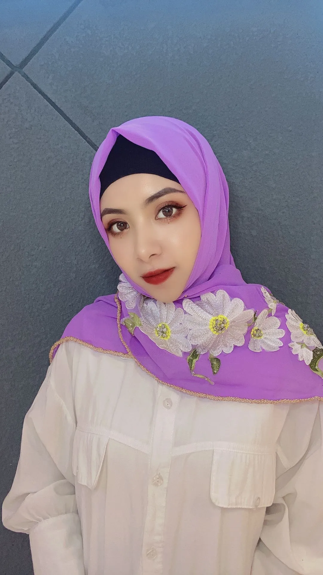 Роскошный вышитый цветок хиджаб шарф для вечеринок простые шифоновые длинные