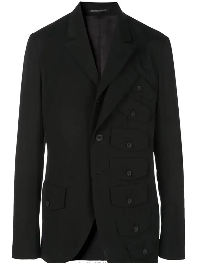 

Men's Casual Suit Coat Spring And Autumn New Dark Multi-Layer Lapel Single-Side Multi-Button Multi-Pocket Design Slim Men's Wear