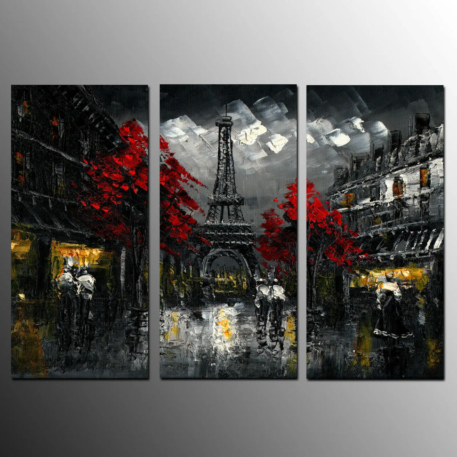 

3PCS Canvas Abstract Iron Tower Landscape Art Painting Of Home, Office Wall Decoration