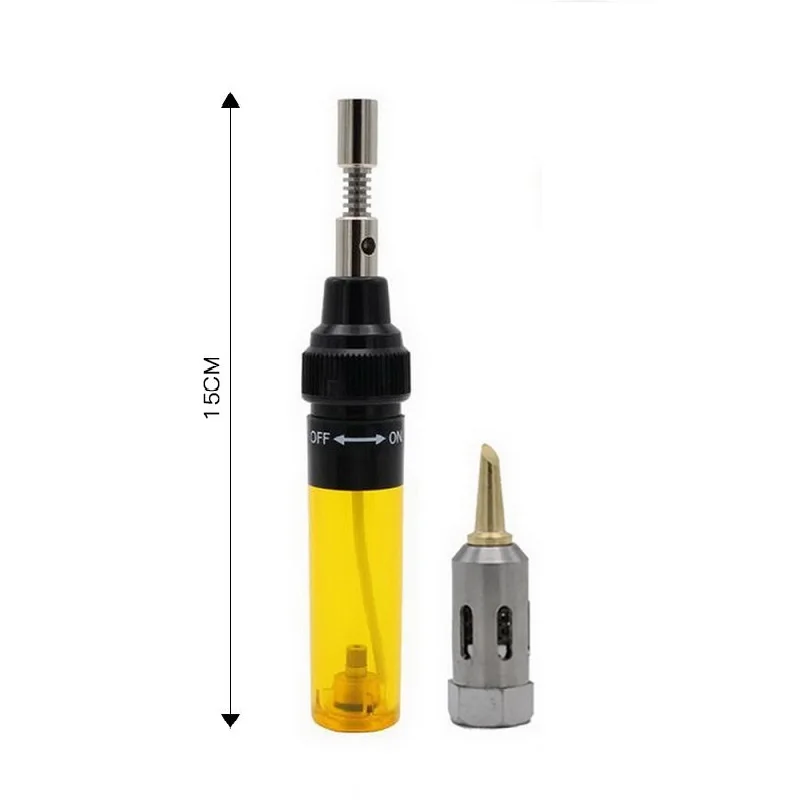 Yellow 1300 Цельсия бутановый газовый сварочный паяльник сварочная Ручка горелки дутый фонарь Газовый паяльник беспроводной бутановый наконечник инструмент - Цвет: Yellow