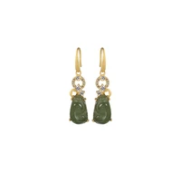 baifuming s925 sterling silver natural hetian jade gray jade earrings retro elegant ruyi coin jade earrings
