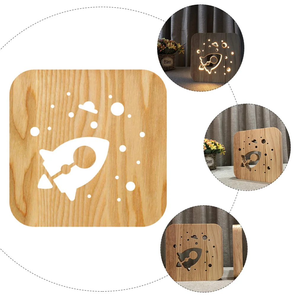 

1pc Creative 3D Hollow-out Wooden Lamp Desk Lamp LED Table Light for Home