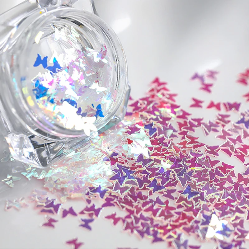1 коробка эффект Авроры Бабочка блестки для ногтей хлопья 3D дизайн украшения